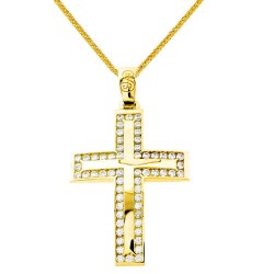 Χρυσός βαπτιστικός σταυρός Κ14 με αλυσίδα